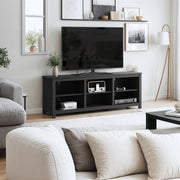 Farmhouse TV Stand in Black Wood Finish