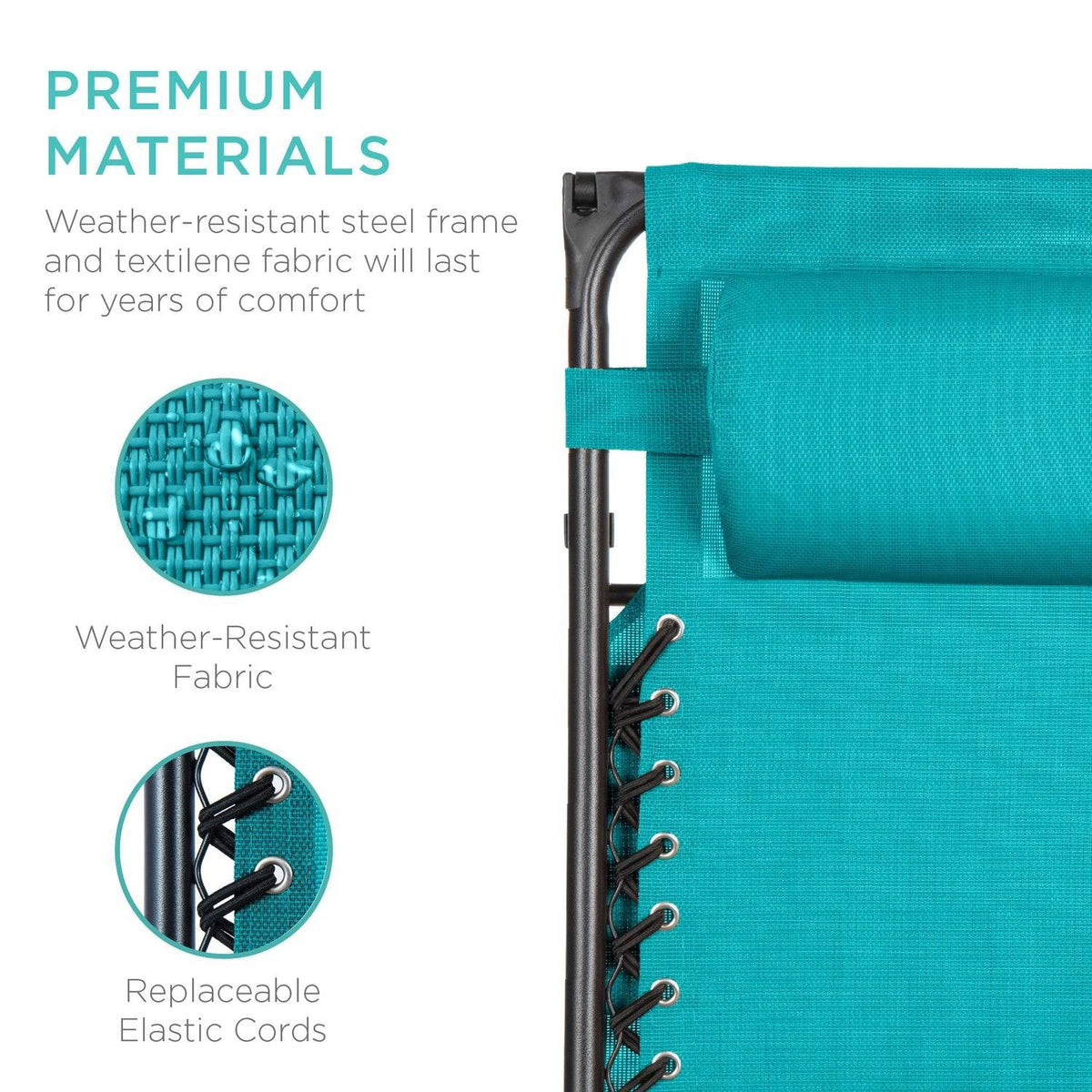 Teal Blue, Zero Gravity, Folding Patio Lounge Chair with Canopy