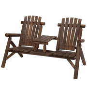 Adirondack Patio 2 Chair Lounger with Center Coffee Table, Brown