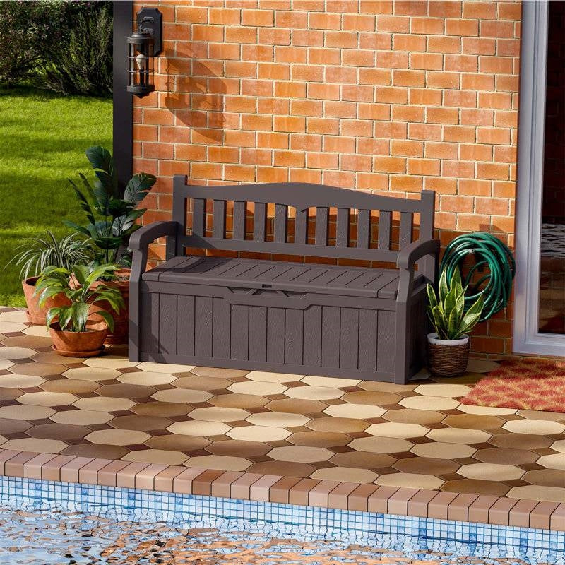 Heavy Duty, Brown, Plastic, Outdoor Bench