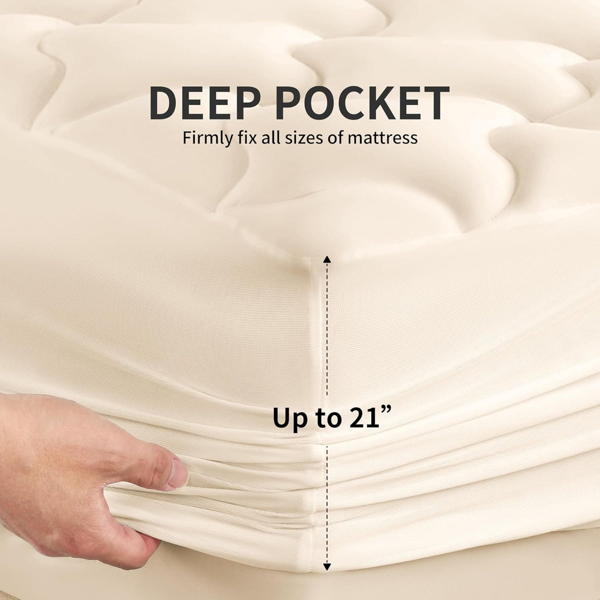 Premium Cooling Mattress Pad Beige