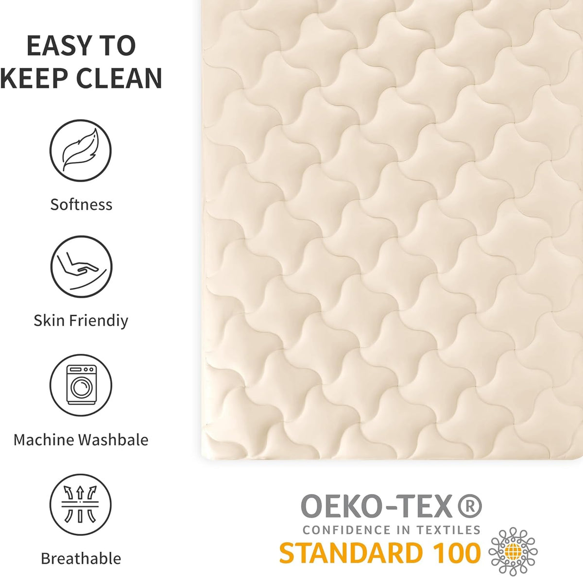 Premium Cooling Mattress Pad Beige