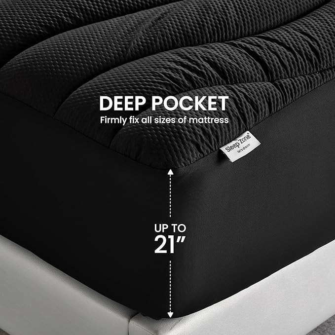 Premium Zoned Cooling Mattress Pad - Black