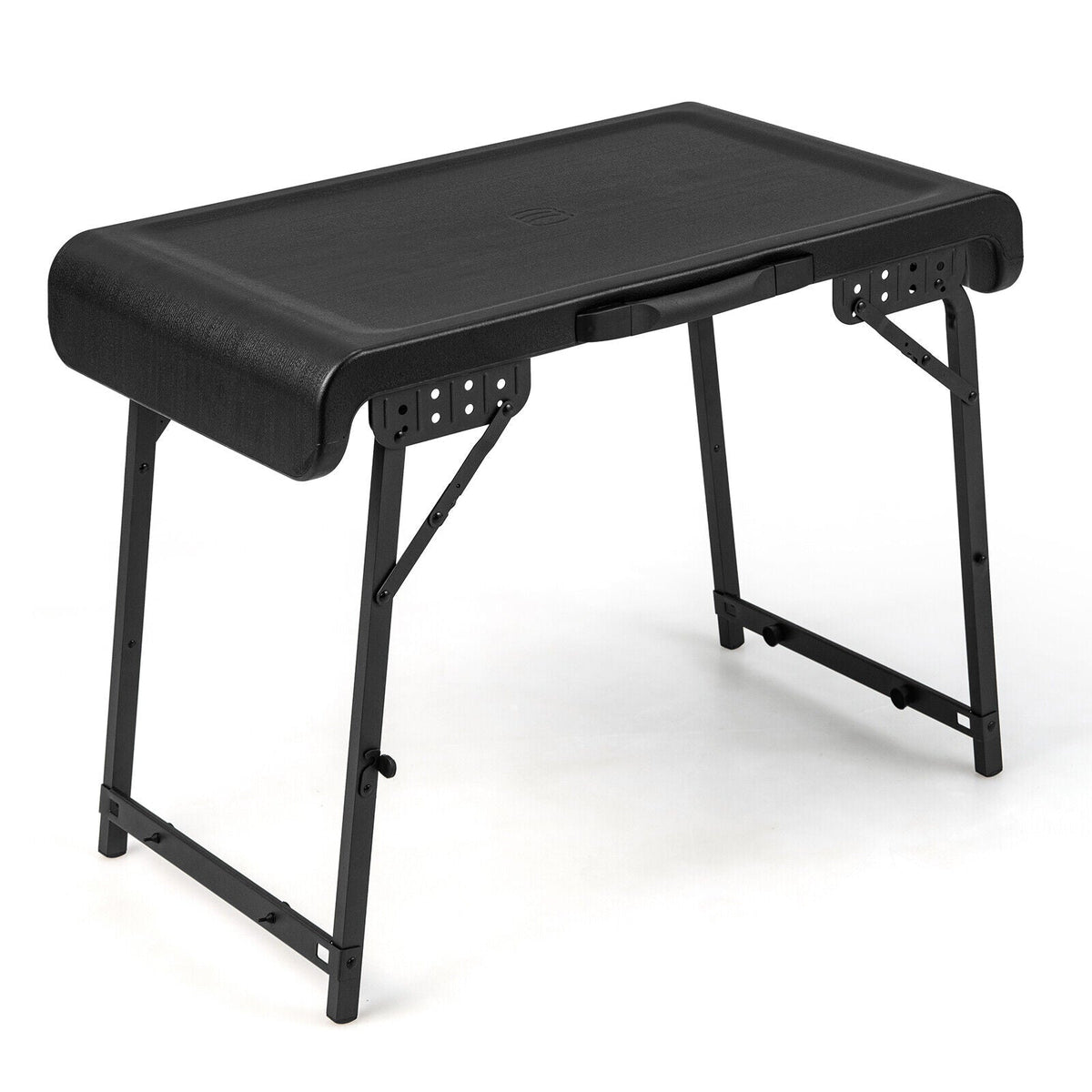 3 Pieces Folding Camping Table Stool Set Black