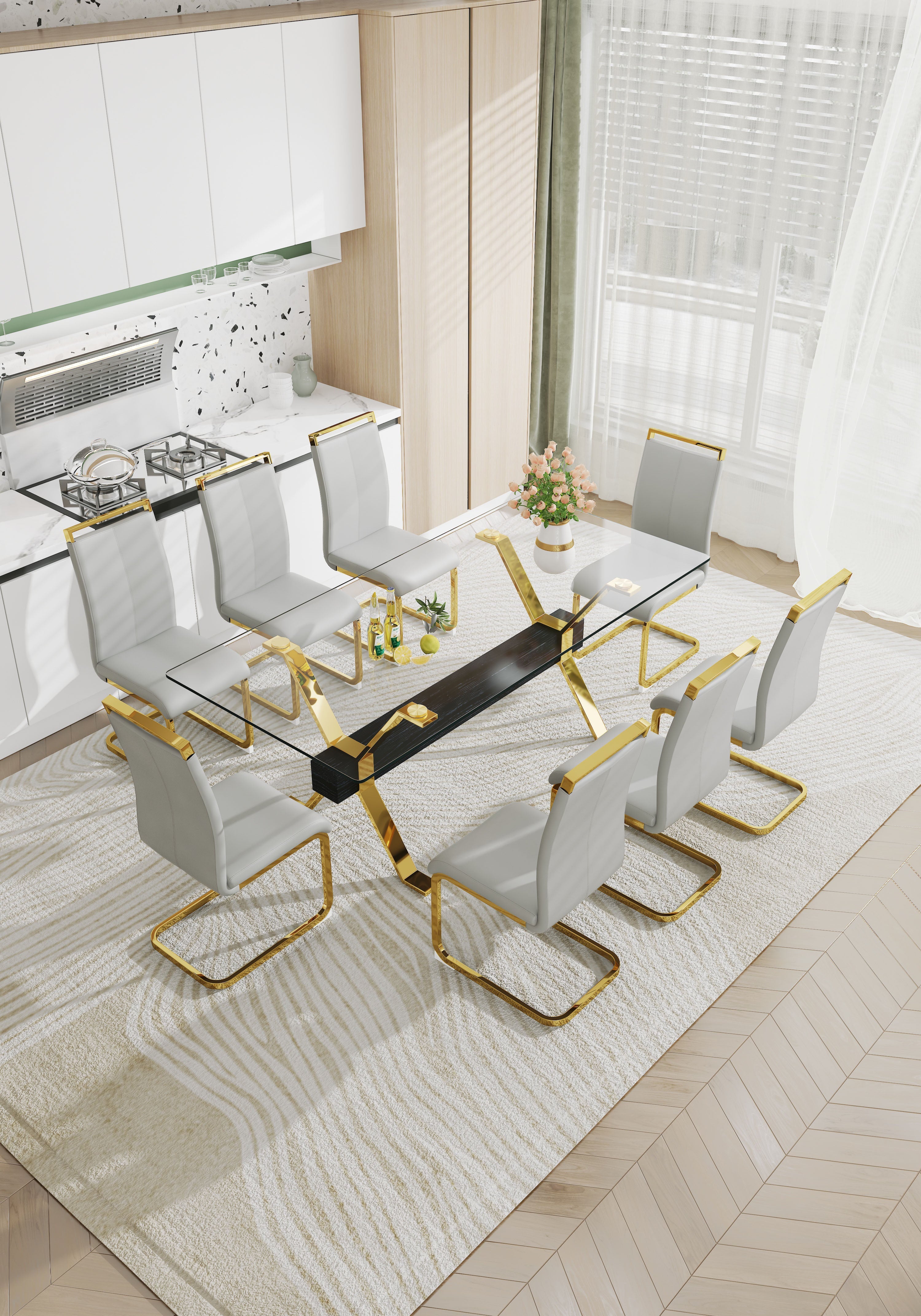 Modern Tempered Glass Dining Table