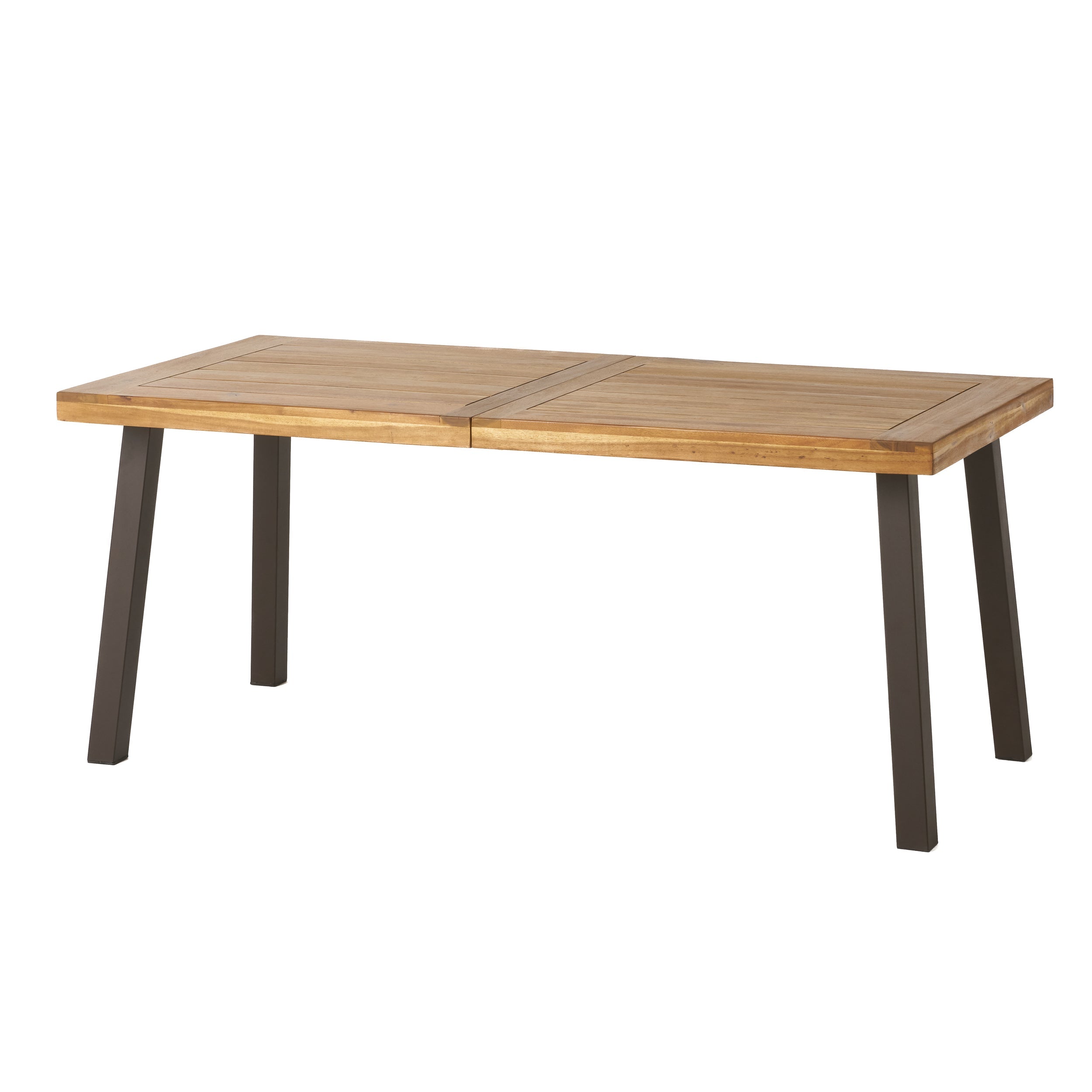 Della Acacia Wood Dining Table with Rustic Metal, Brown, Grey