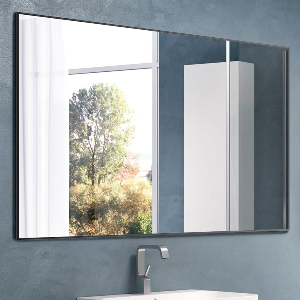 36x24 inch Modern Black Bathroom Mirror with Aluminum Frame
