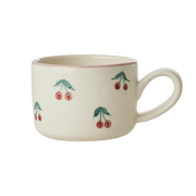 Ceramic Cappuccino Cup with Hand Painted Cherries - 6.7 oz