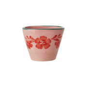 Ceramic Oval Espresso Cup with Hand Painted Orange Flower Vine - 2.4 oz