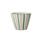 Ceramic Oval Espresso Cup with Hand Painted Stripes - 2.4 oz