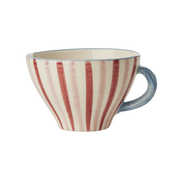 Ceramic Tea Cup with Hand Painted Stripes - 5.0 oz
