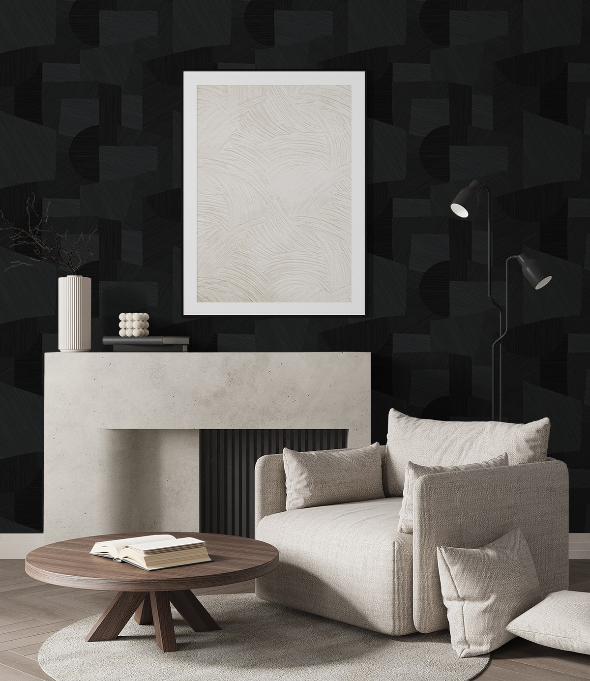 A Lot More Textures Lahti Geometric Embossed Vinyl Unpasted Wallpaper