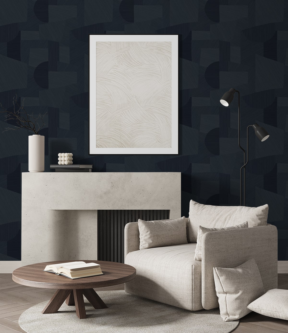 A Lot More Textures Lahti Geometric Embossed Vinyl Unpasted Wallpaper
