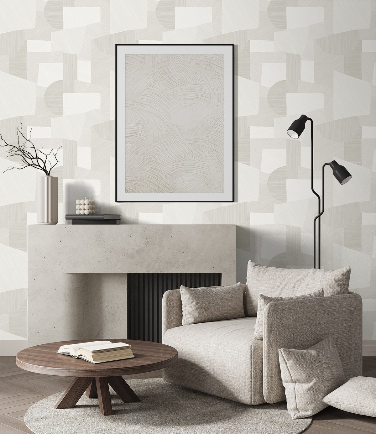 A Lot More Textures Lahti Geometric Embossed Vinyl Unpasted Wallpaper