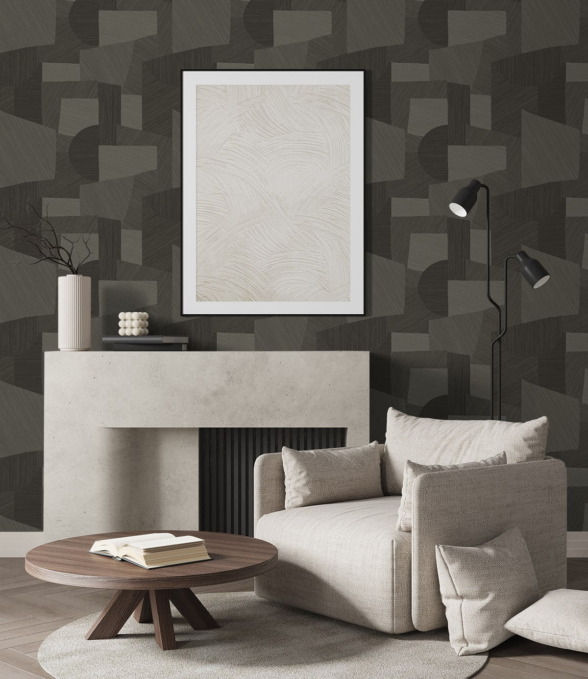 A Lot More Textures Lahti Geometric Embossed Vinyl Unpasted Wallpaper