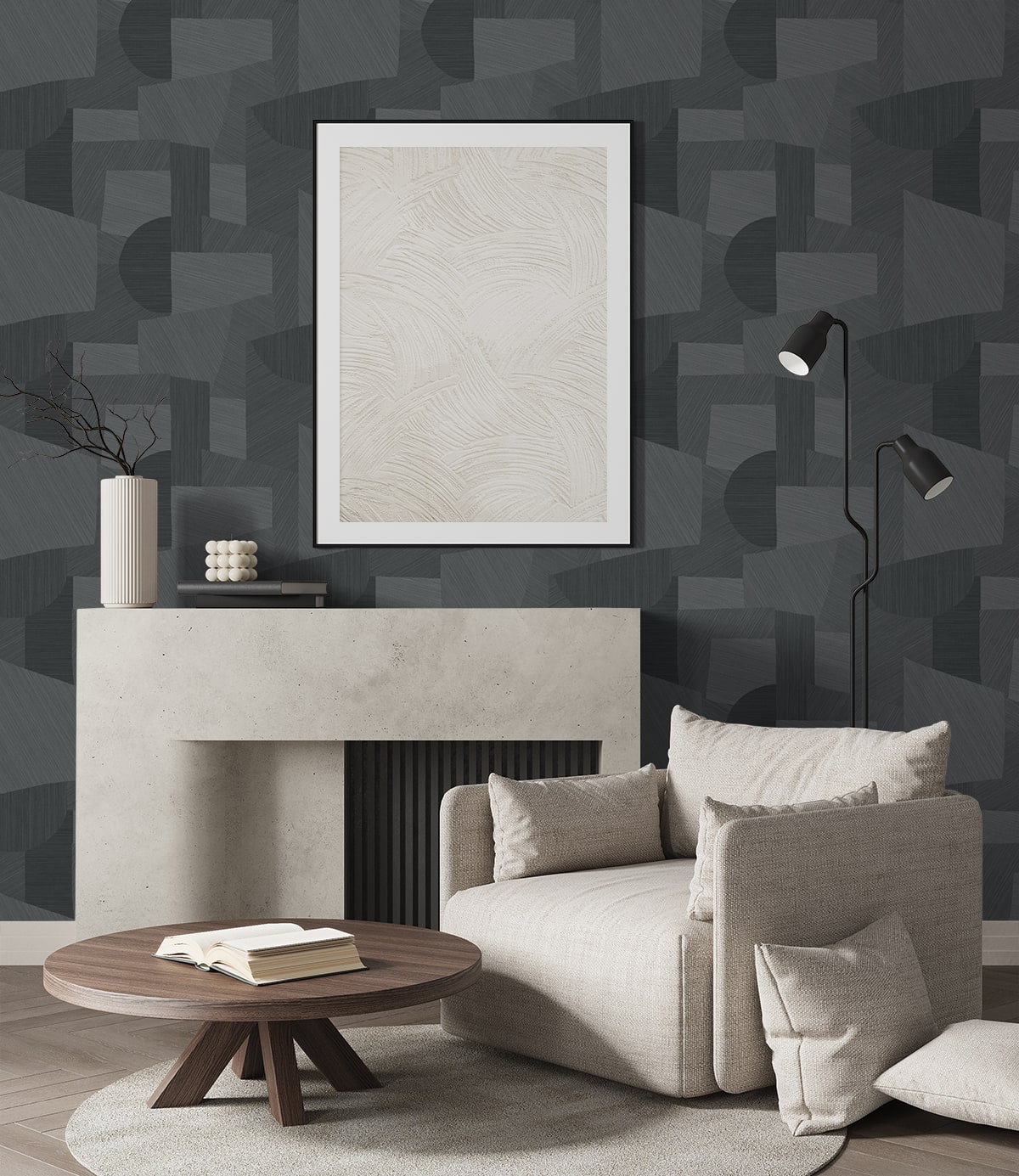 A Lot More Textures Lahti Geometric Embossed Vinyl Unpasted Wallpaper