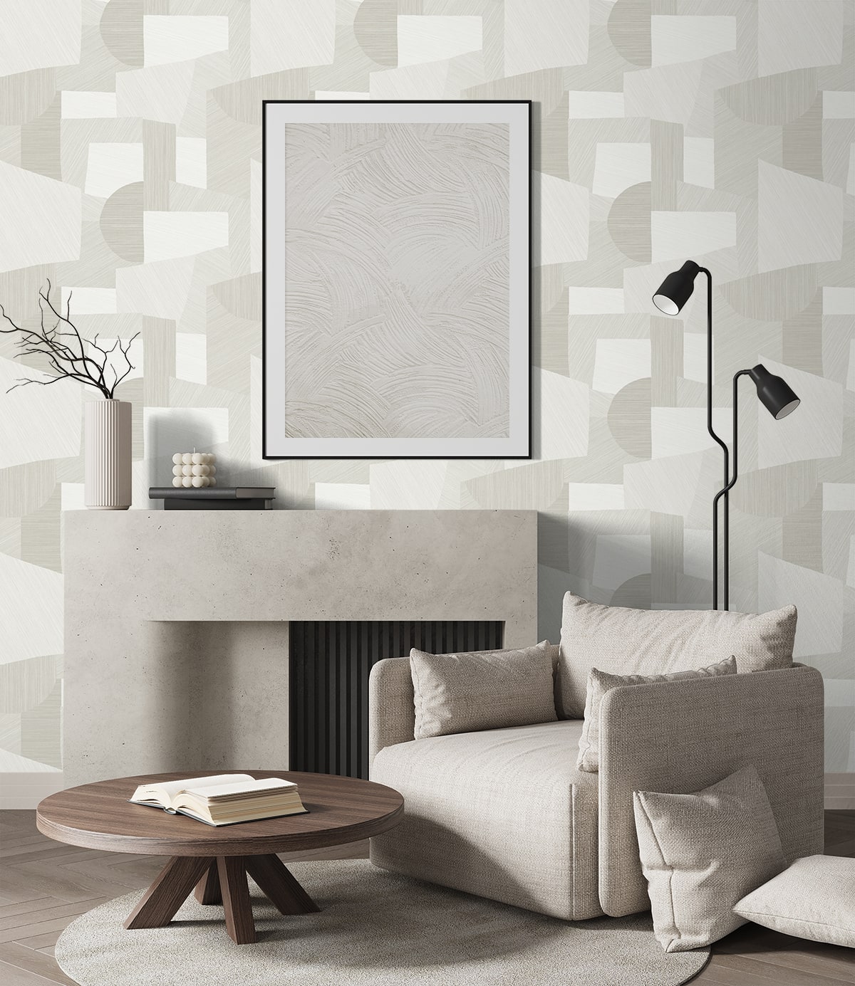 A Lot More Textures Lahti Geometric Embossed Vinyl Unpasted Wallpaper