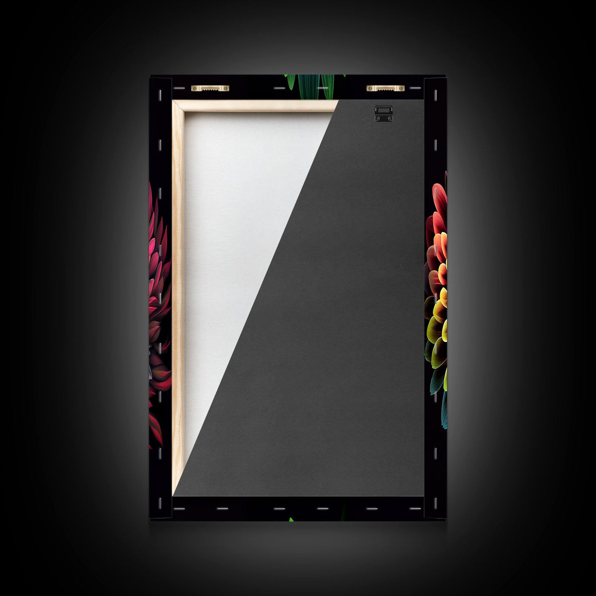 Triptych 3 Panel Wall Art - Framed Canvas Prints - Retro Style Flower Paintings