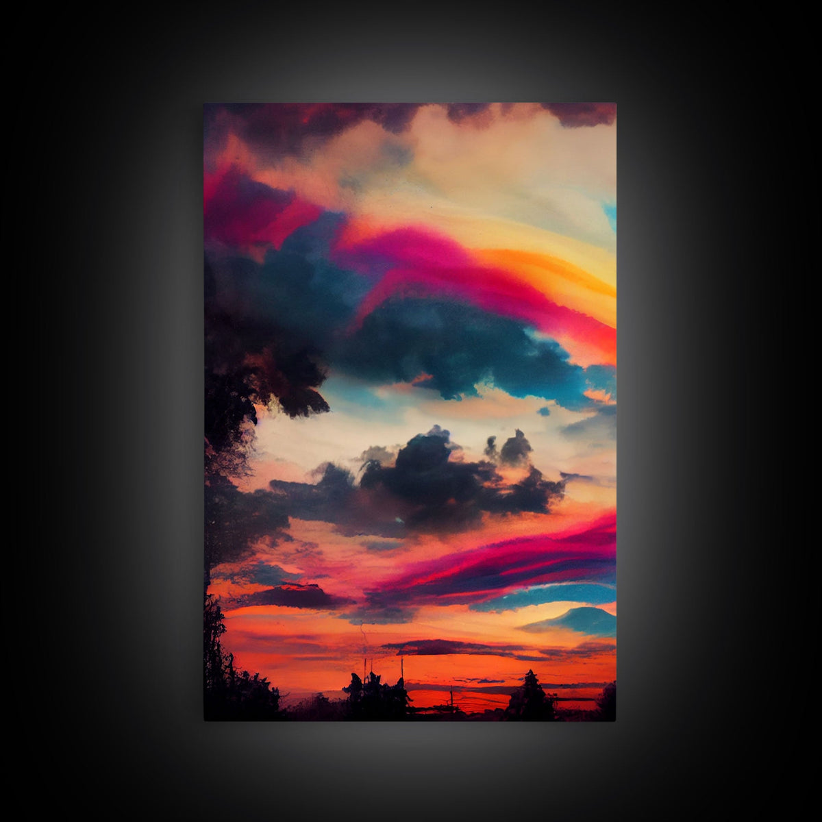 Psychedelic Sunset, 3 piece Canvas Print Wall Art