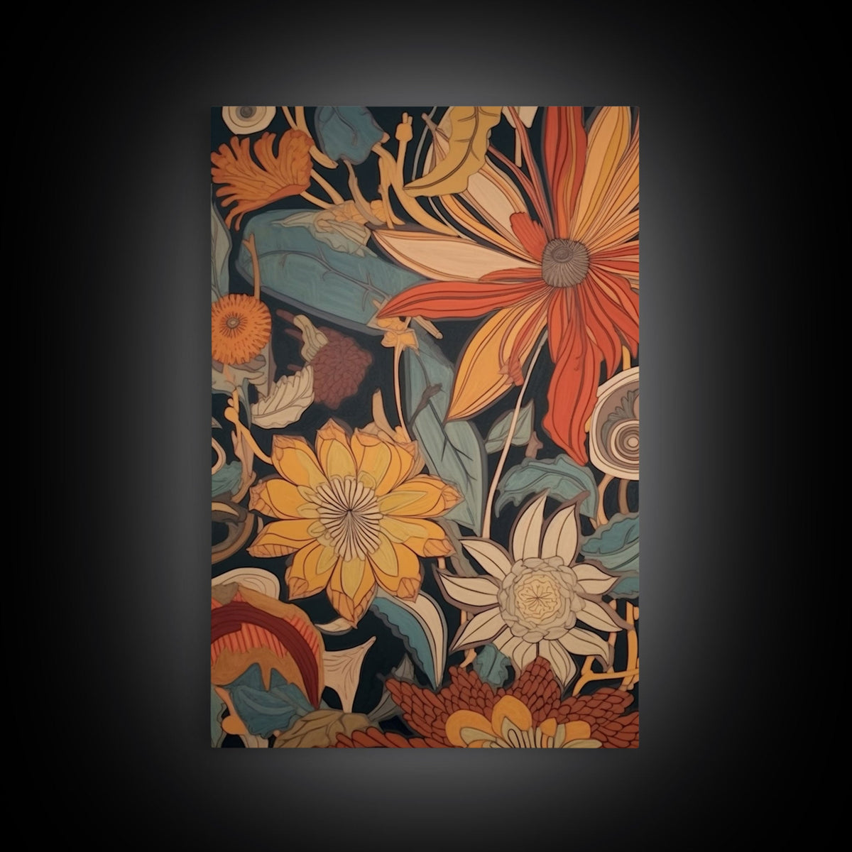 Midcentury Modern Framed Canvas Wall Art Set