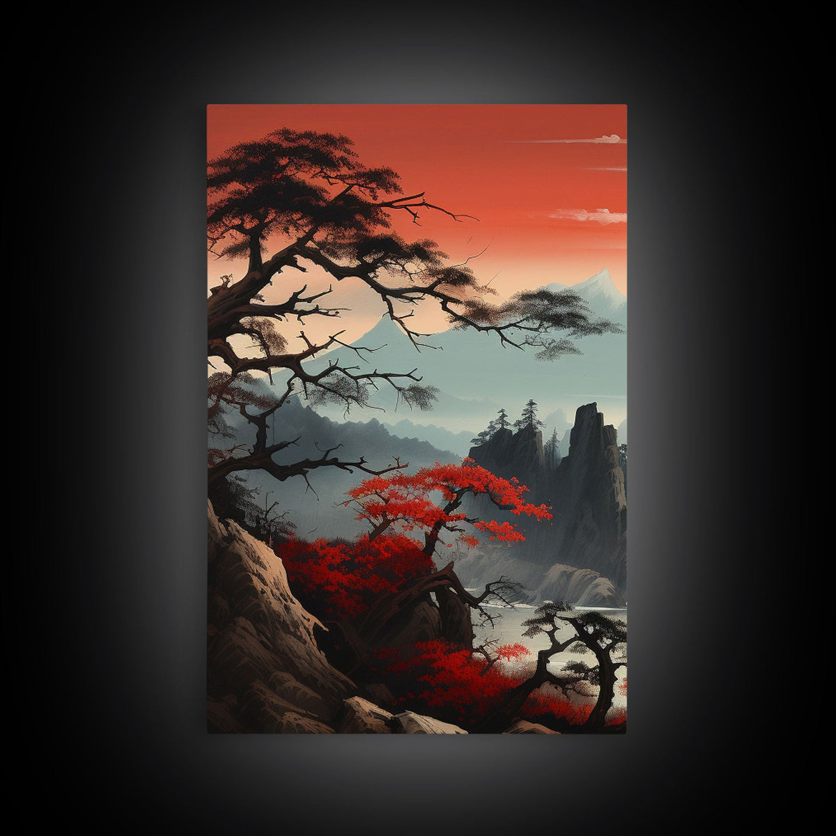 Japanese Wall Art, Mountains Print, Canvas Print, 3 Piece