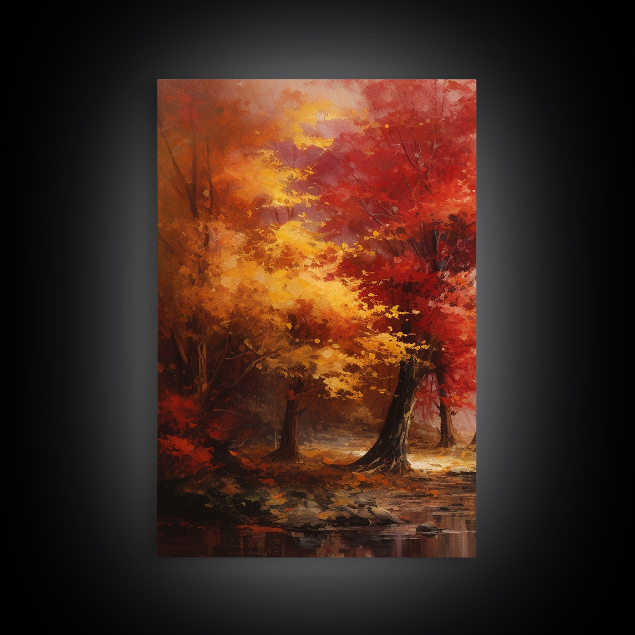 Fall Decor, 3 Piece Wall Art Set, Autumn Forest Oil Painting, Canvas Prints