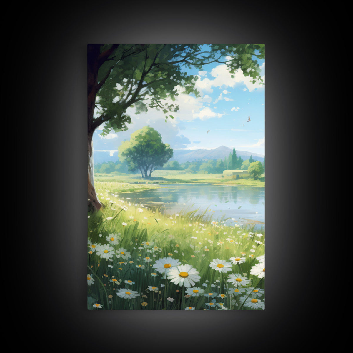 Beautiful Spring Meadow Landscape Painting 3 Piece Set, Wall Art