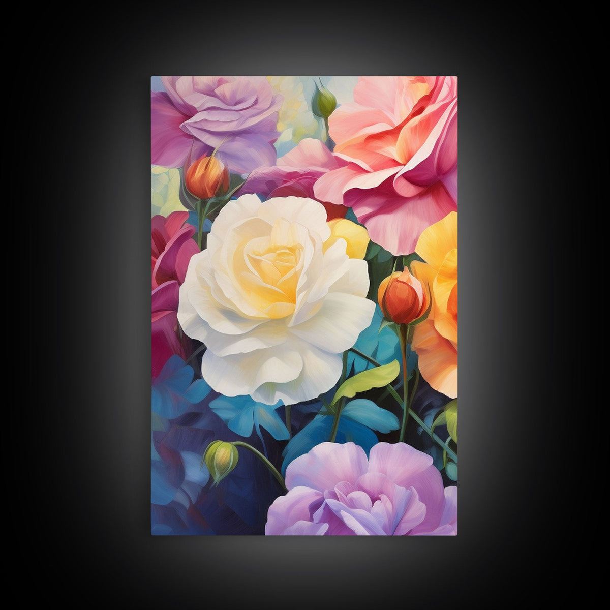 Beautiful Rose Art, Framed Canvas Print, 3 Piece Art Set