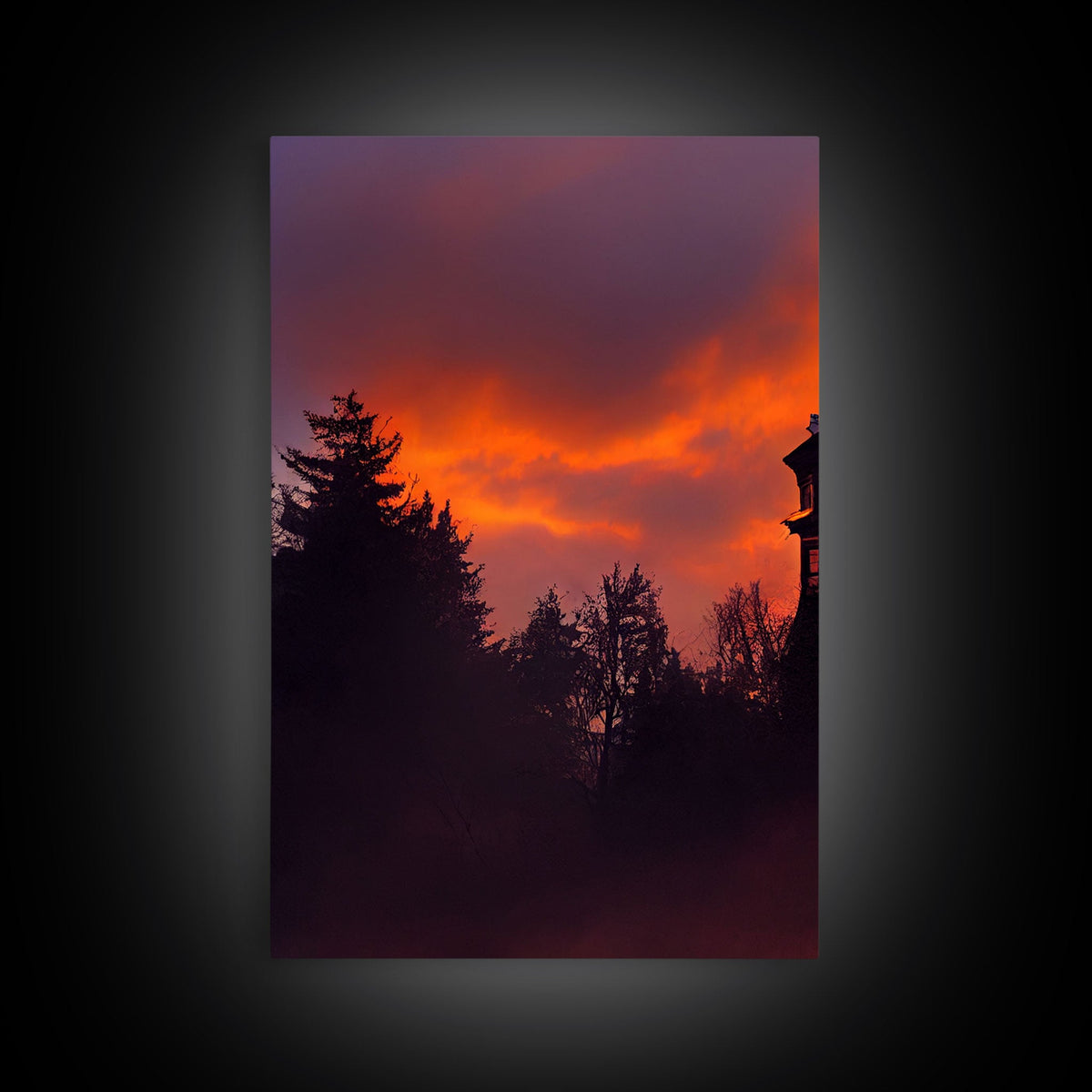 3 Piece Canvas Wall Decor, Victorian Style Haunted House