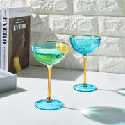 Bellissimo Crystal Champagne Coupe Cocktail Glassware, Set of 2