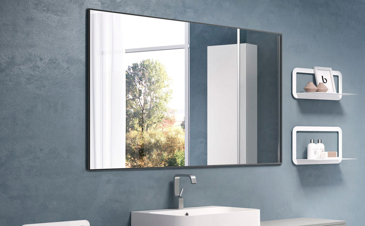 36x24 inch Modern Black Bathroom Mirror with Aluminum Frame