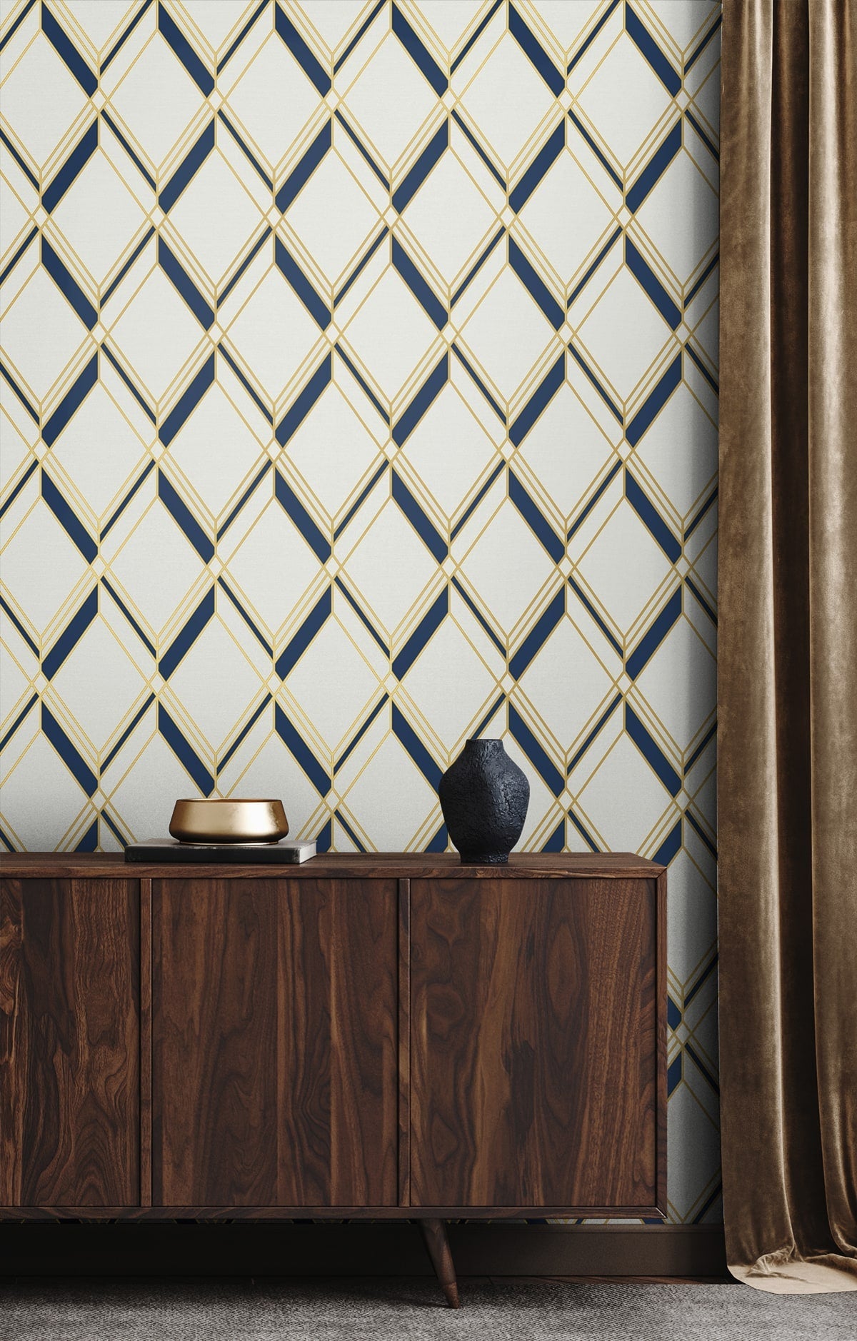 Deco 2 Brooklyn Diamond Geometric Unpasted Wallpaper