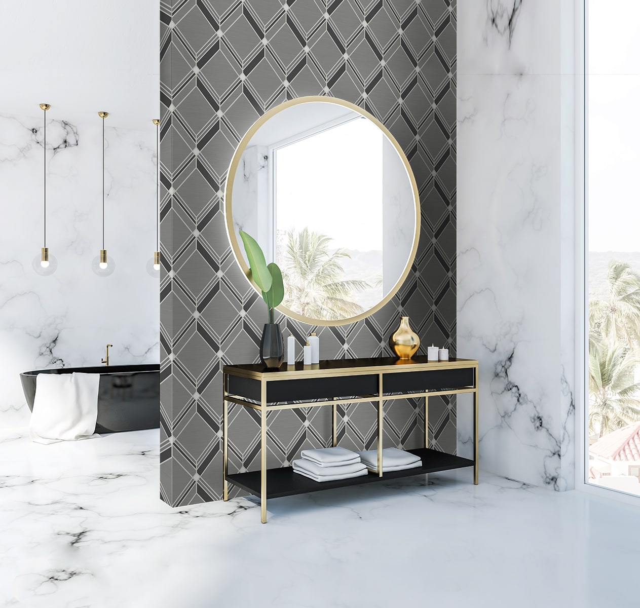 Deco 2 Brooklyn Diamond Geometric Unpasted Wallpaper