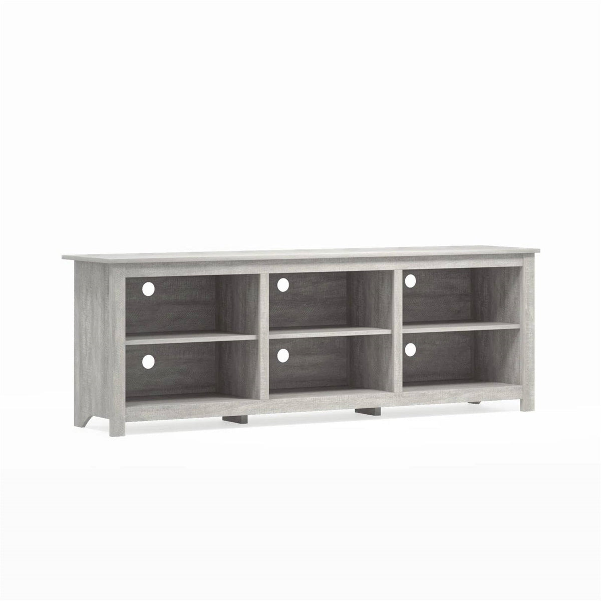 Farmhouse Style TV Stand in Light Grey Oak Wood Finish