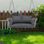 2-Person Rattan Woven Swing Chair, Gray Wicker And Cushion