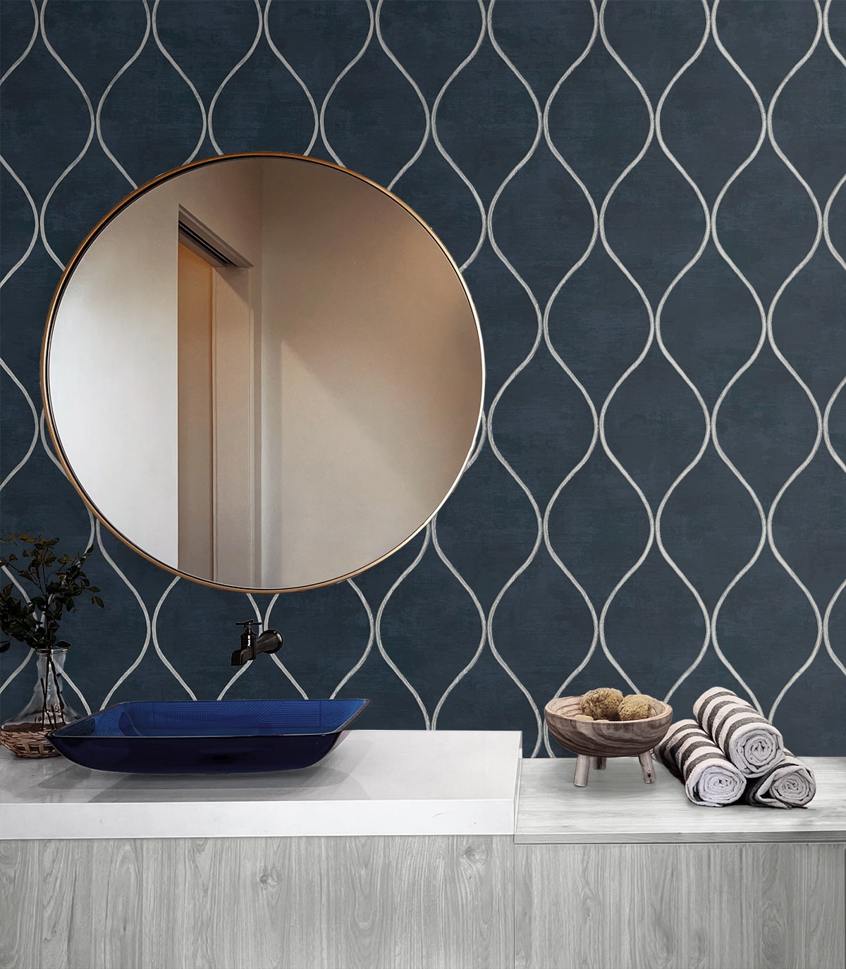 Geometric Textures Ellisse Ogee Unpasted Wallpaper