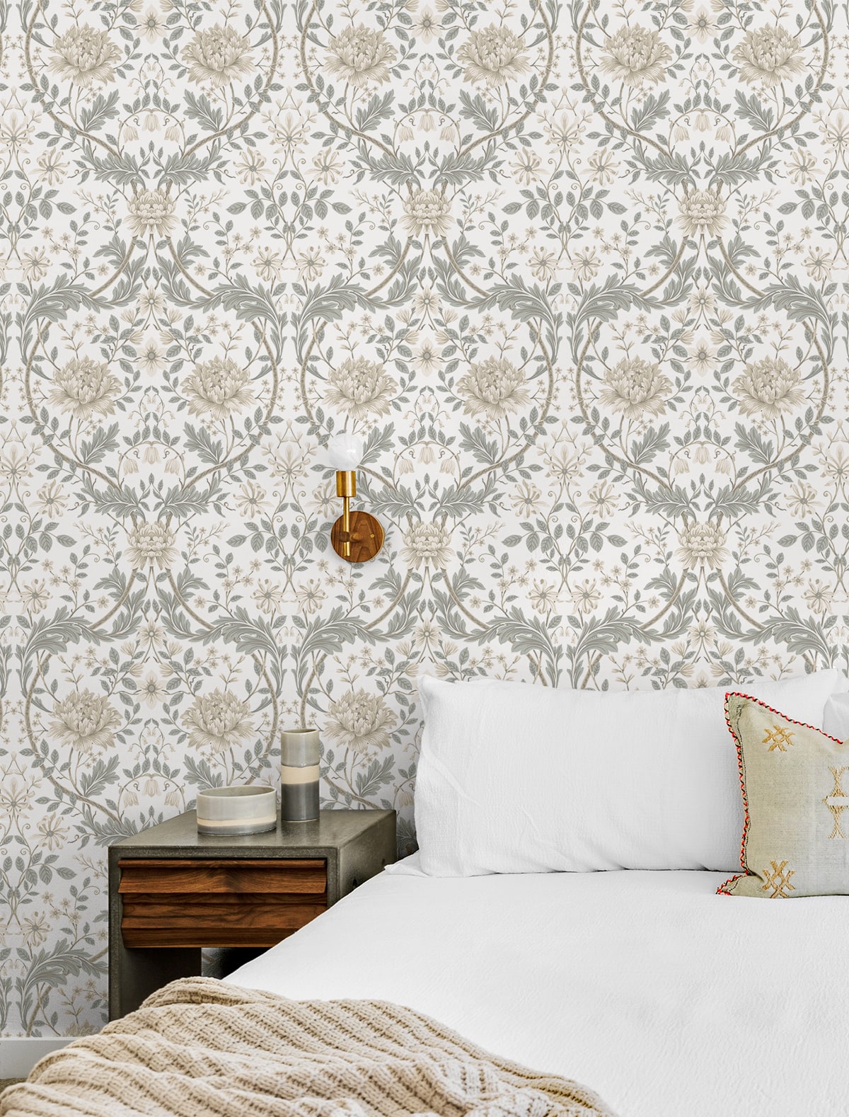 Honeysuckle Floral Vintage Prepasted Wallpaper