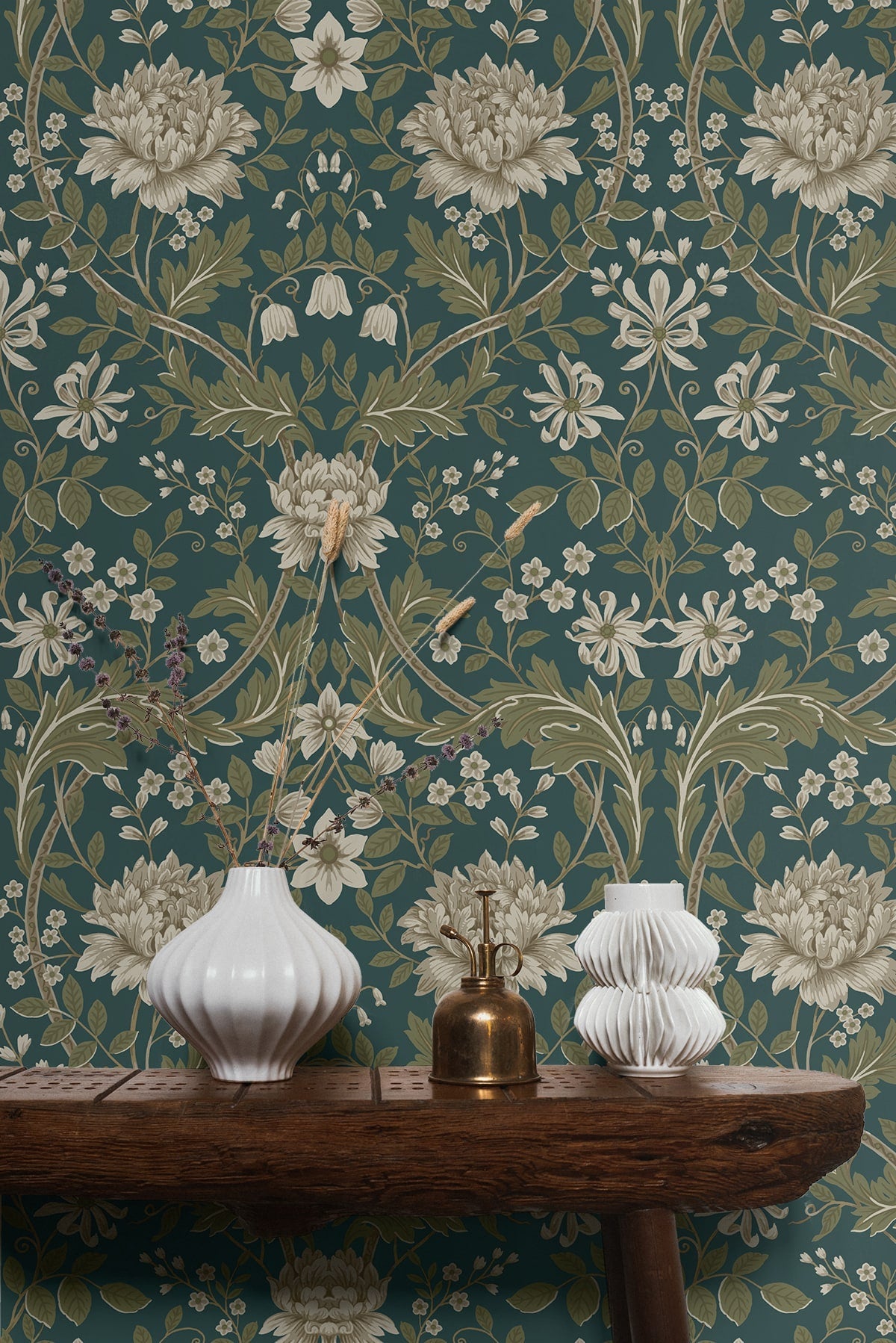 Honeysuckle Floral Vintage Prepasted Wallpaper