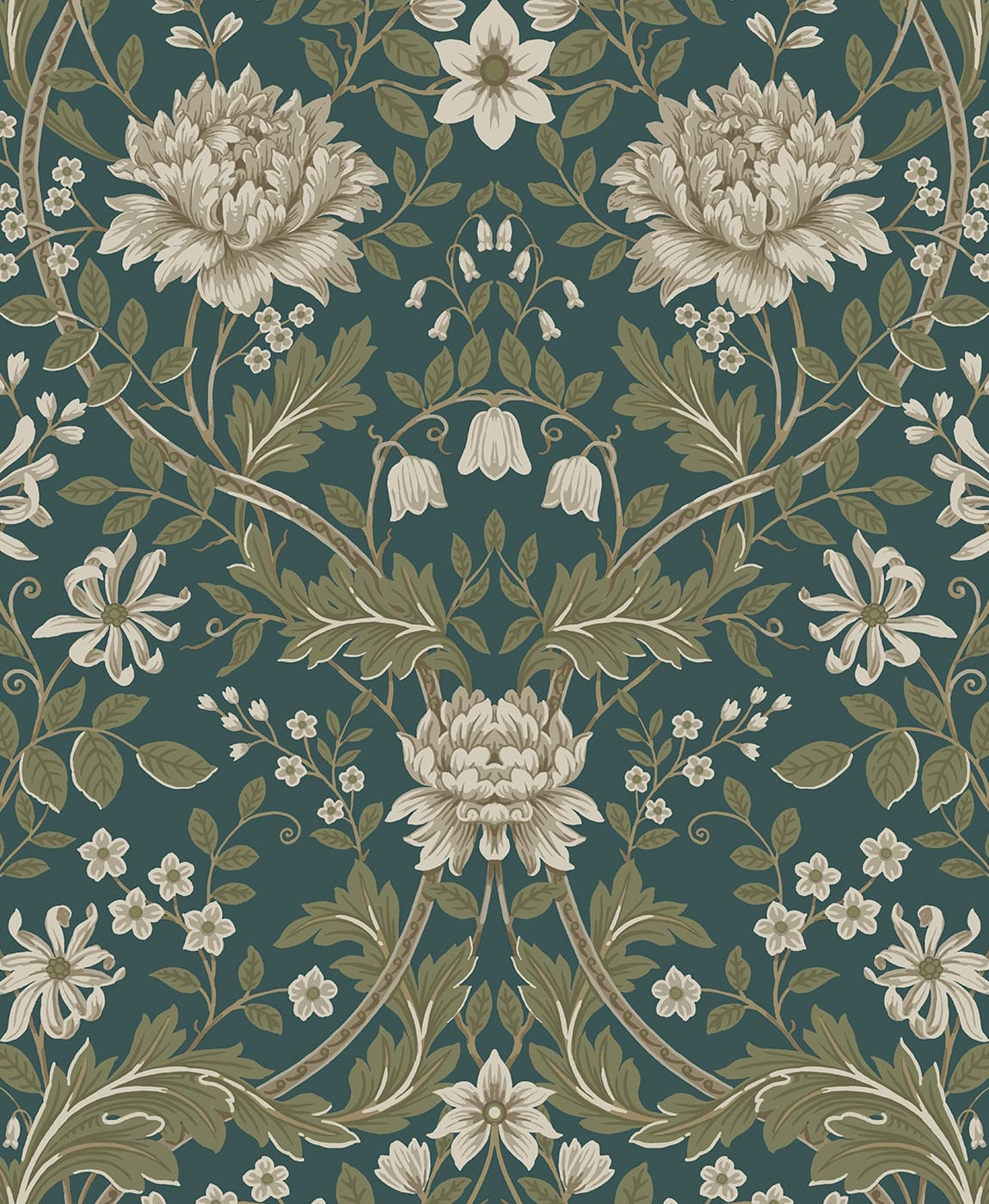 Honeysuckle Floral Vintage Prepasted Wallpaper