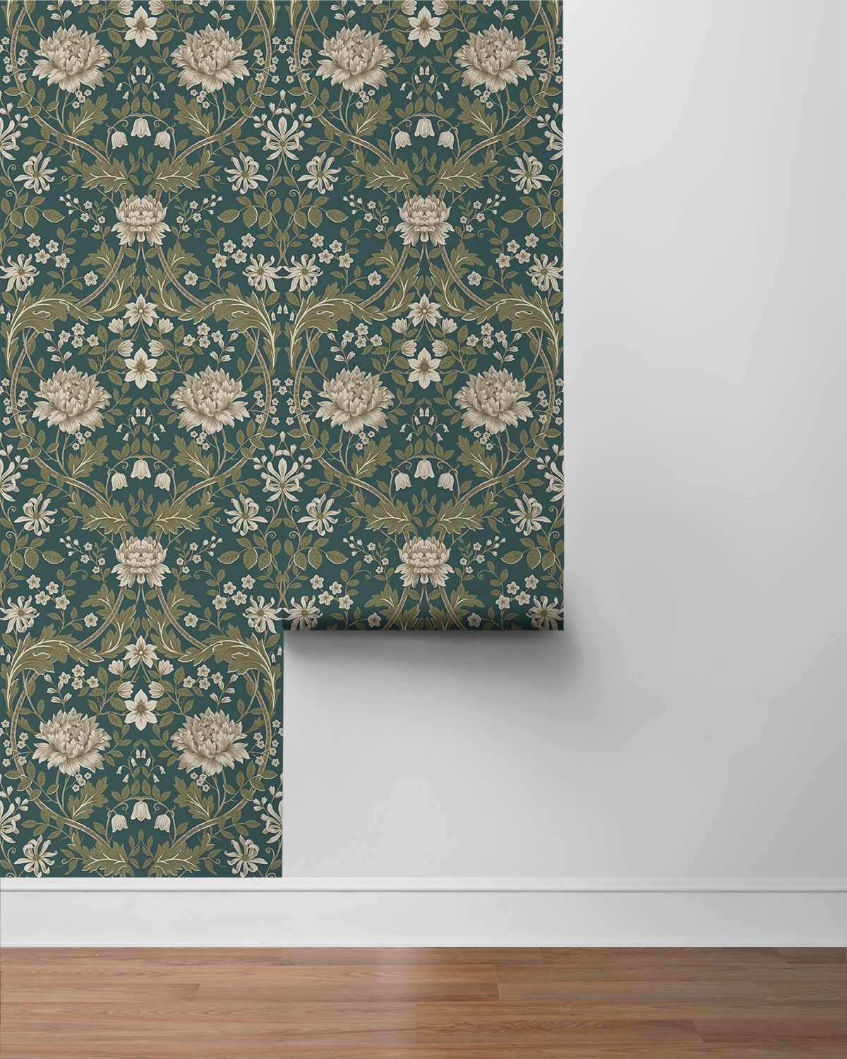 Honeysuckle Floral Vintage Prepasted Wallpaper