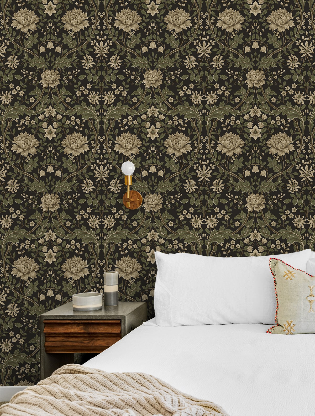Honeysuckle Floral Vintage Prepasted Wallpaper