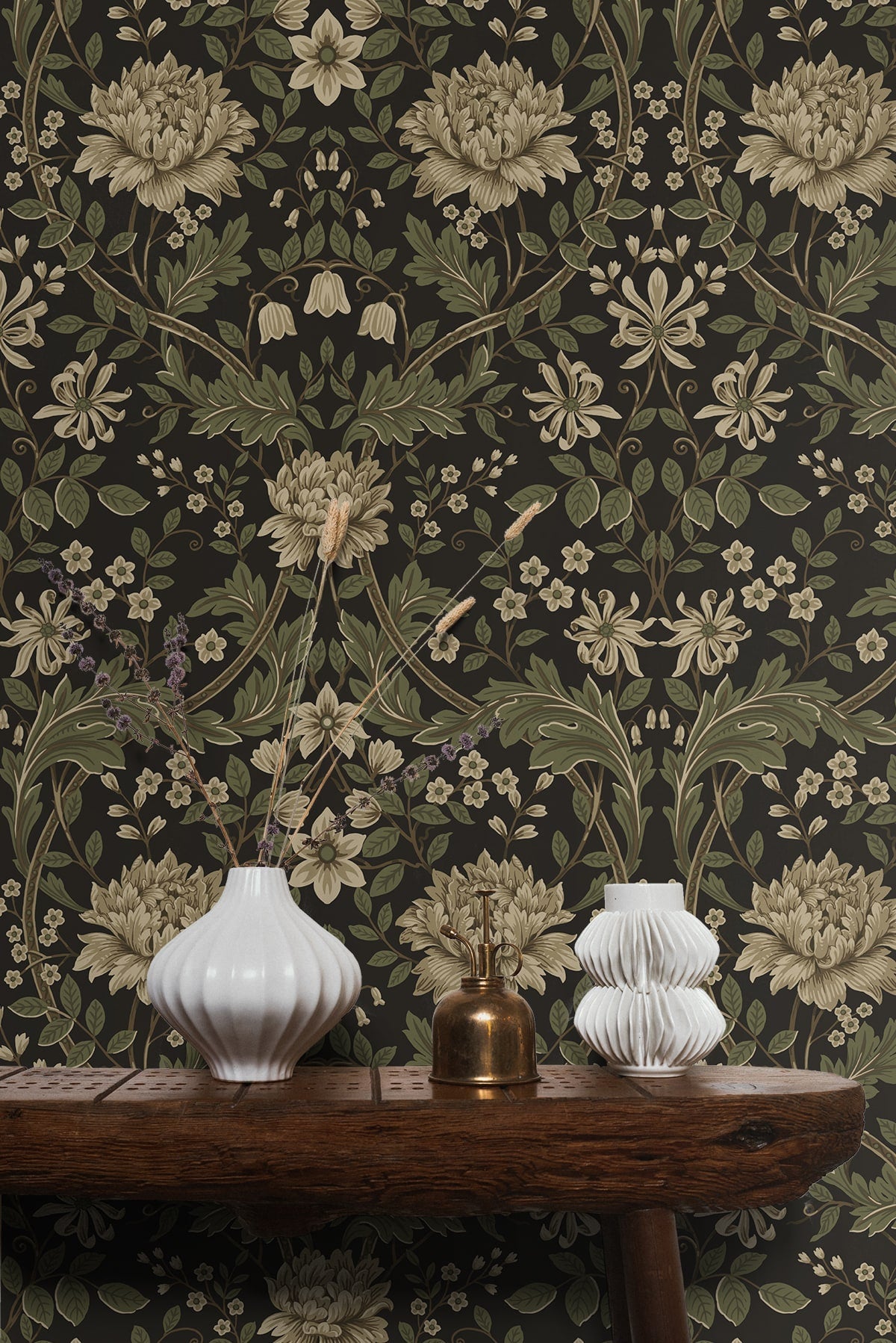Honeysuckle Floral Vintage Prepasted Wallpaper