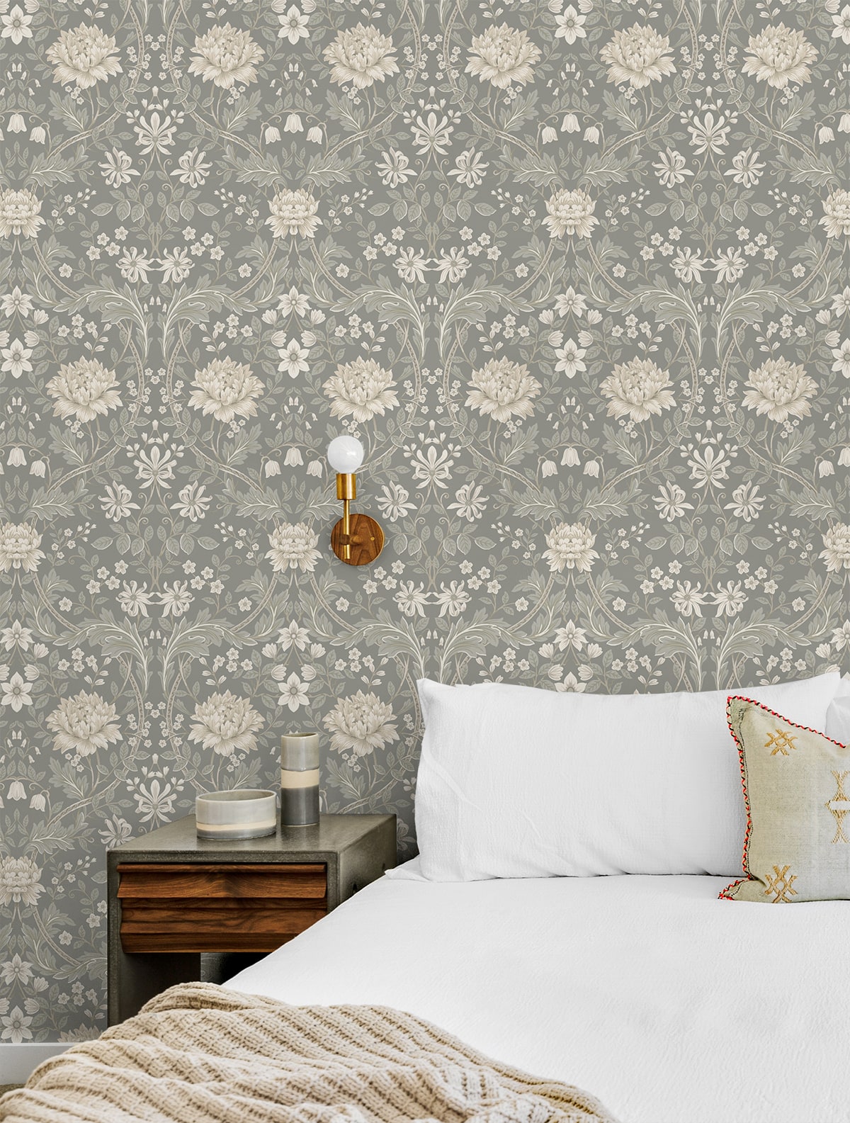 Honeysuckle Floral Vintage Prepasted Wallpaper