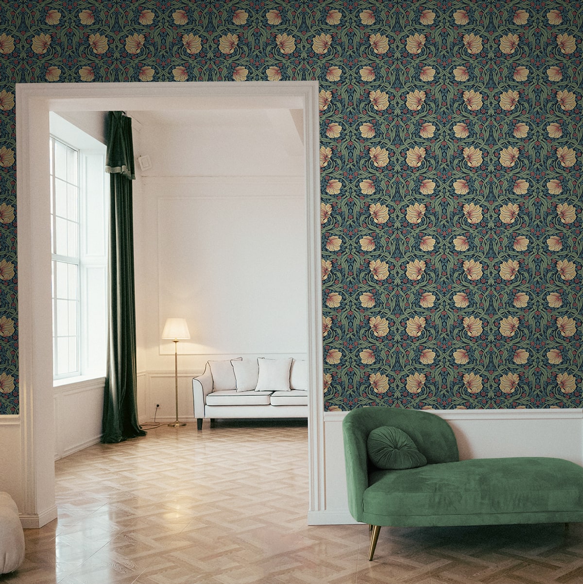 Pimpernel Garden Vintage Floral Prepasted Wallpaper