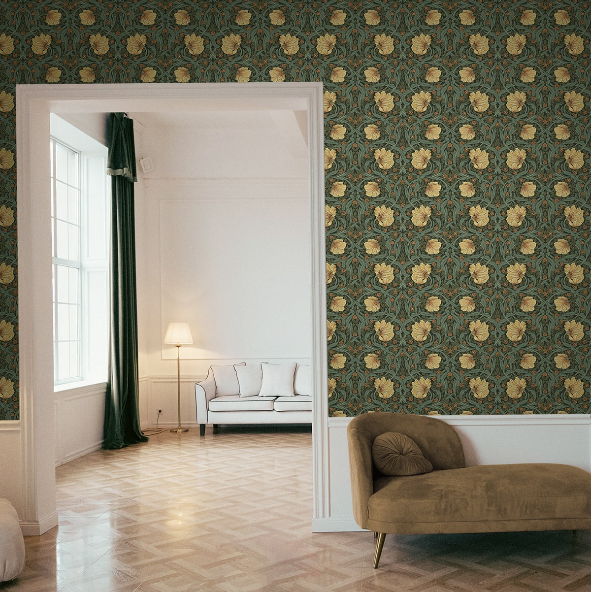 Pimpernel Garden Vintage Floral Prepasted Wallpaper