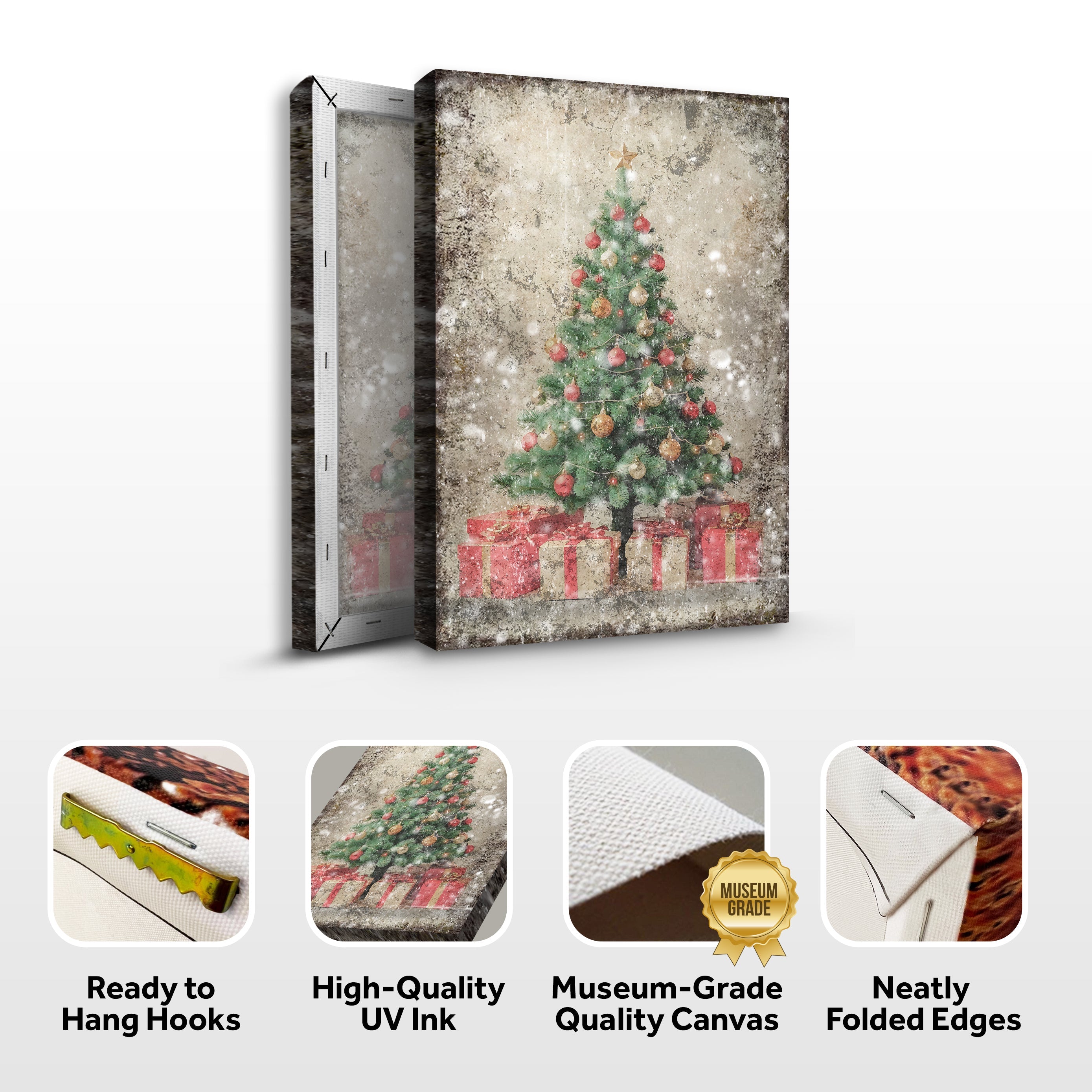 Vintage Christmas Tree With Gifts Wall Art III