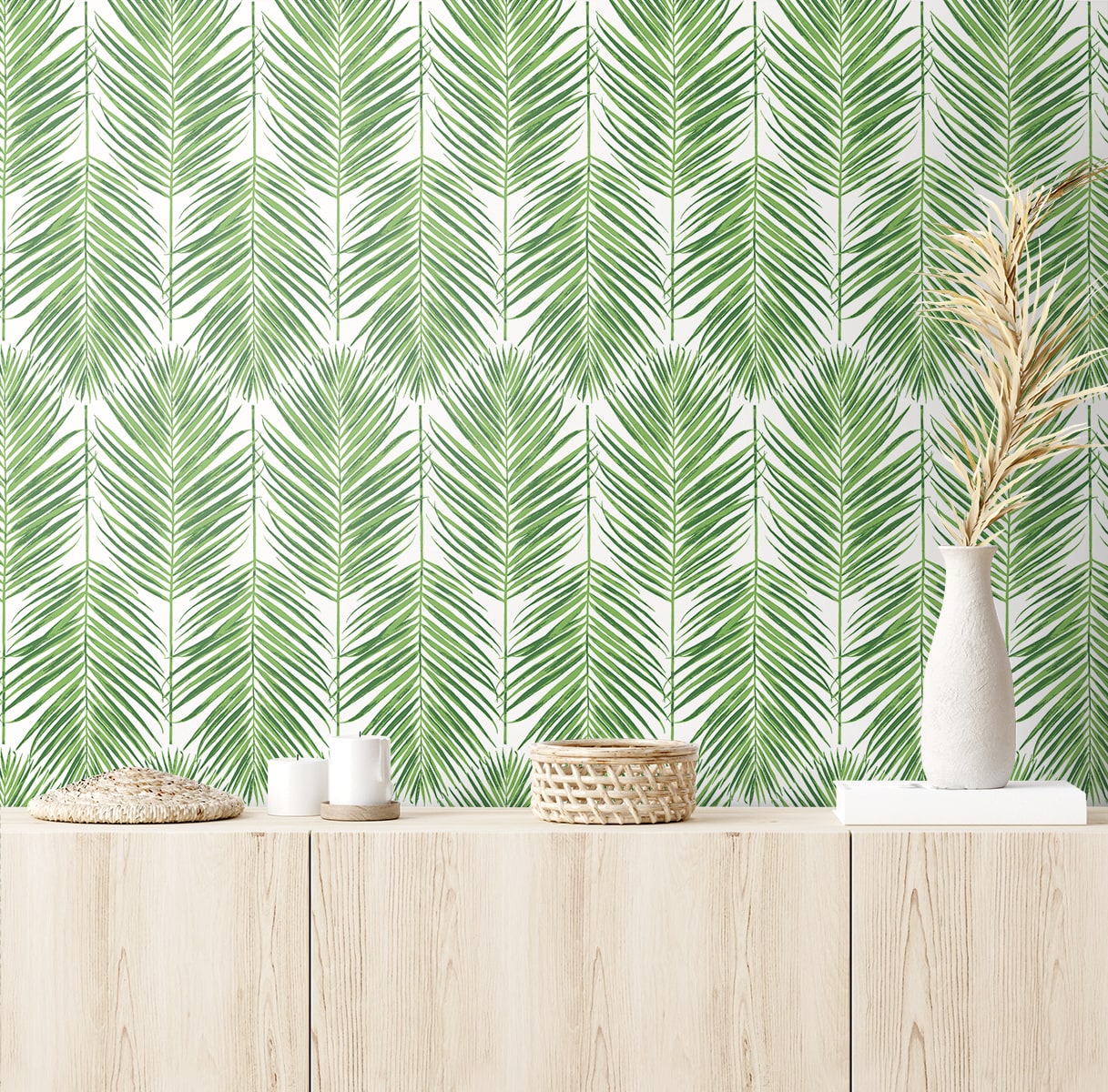 Marina Palm Coastal Unpasted Wallpaper