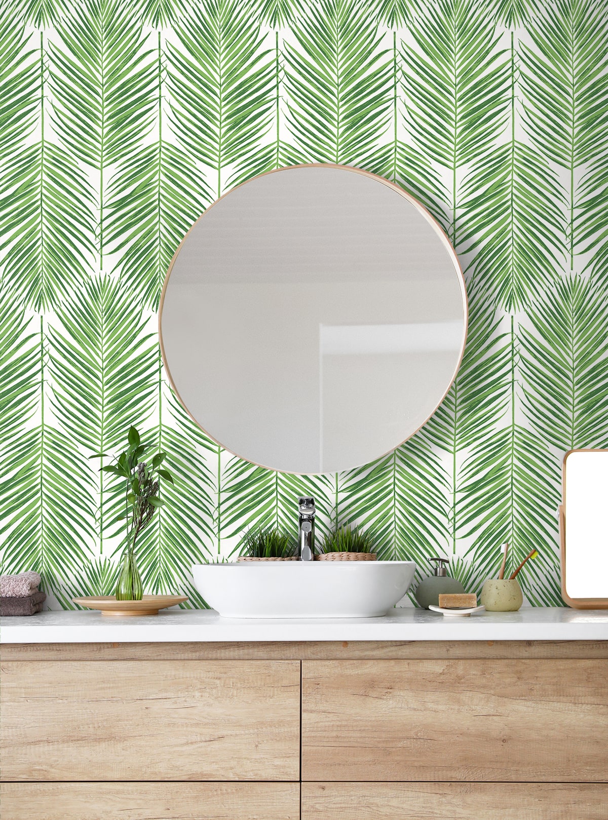 Marina Palm Coastal Unpasted Wallpaper