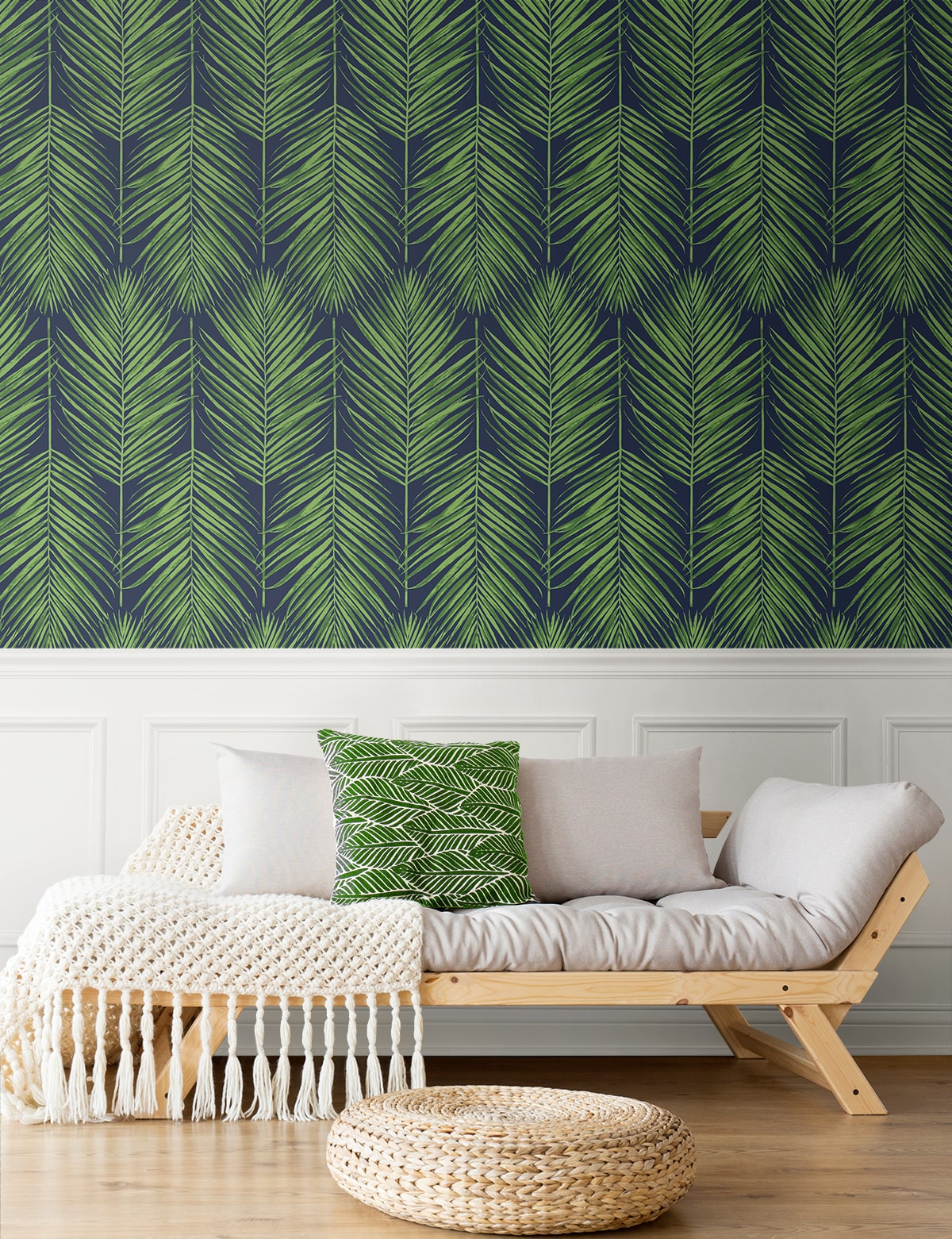 Marina Palm Coastal Unpasted Wallpaper