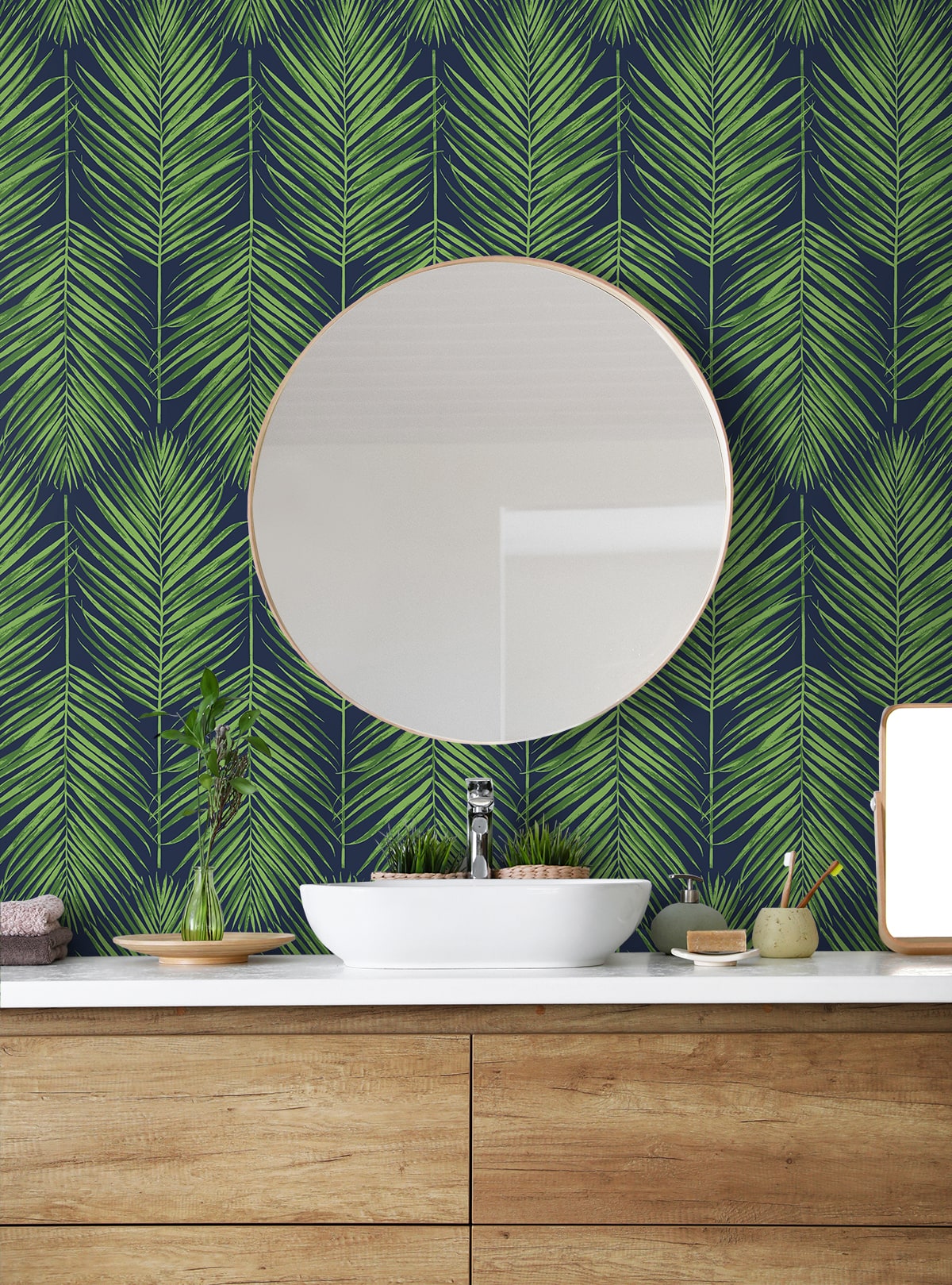Marina Palm Coastal Unpasted Wallpaper
